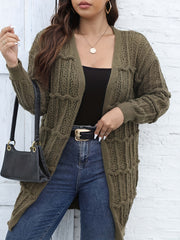 Lantern Sleeve Open Front Knit Duster Cardigan