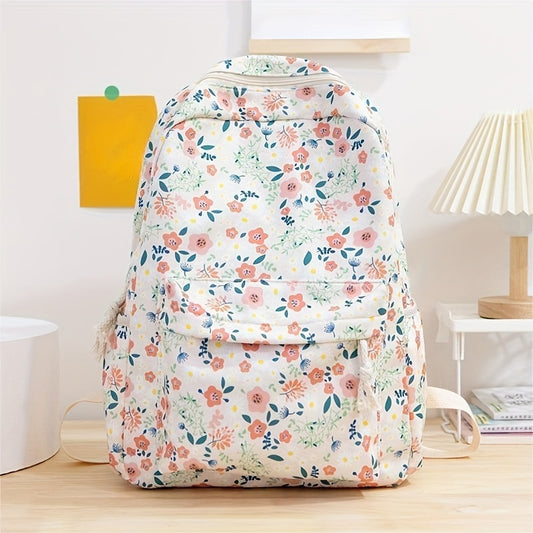 Floral Corduroy Backpack for Students & Professionals