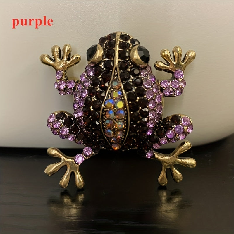 Pink Green Rhinestone Big Belly Frog Amphibian Brooch Pendant Pin