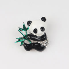 Alloy Panda Bamboo Brooch Pin Chest Accessory