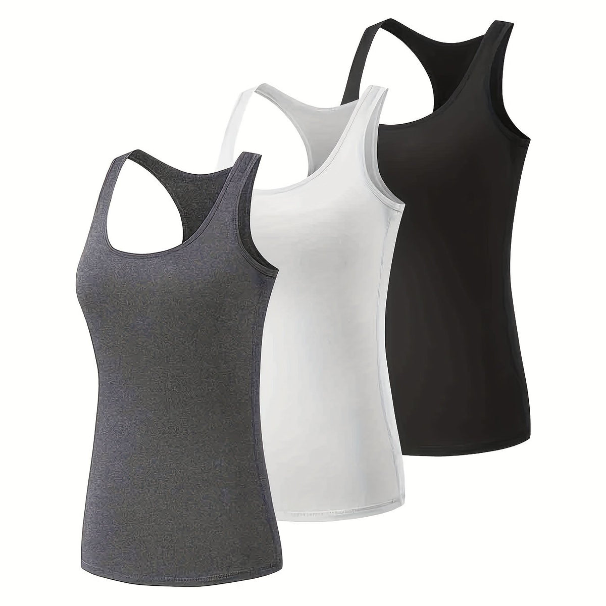 3 Pack Women's Athletic Racerback Sports Tank Tops Compression Sleeveless Shirts