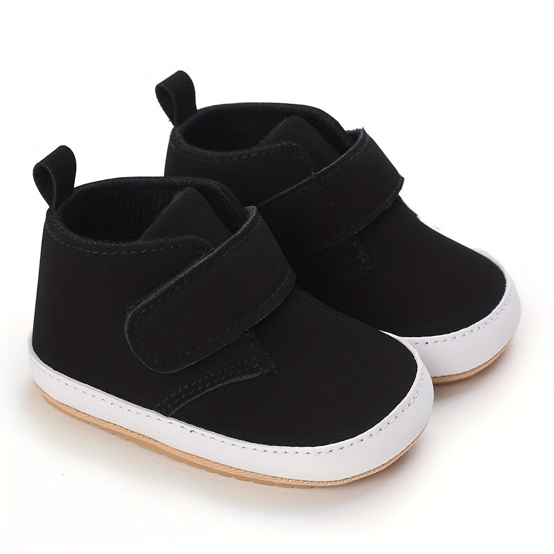 Baby Boys Solid Sneakers with Hook and Loop Fastener Lightweight Anti Slip Shoes