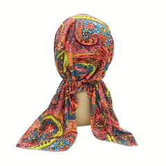 Boho Paisley Print Turban Cap Long Hijab Chemo Hats For Women