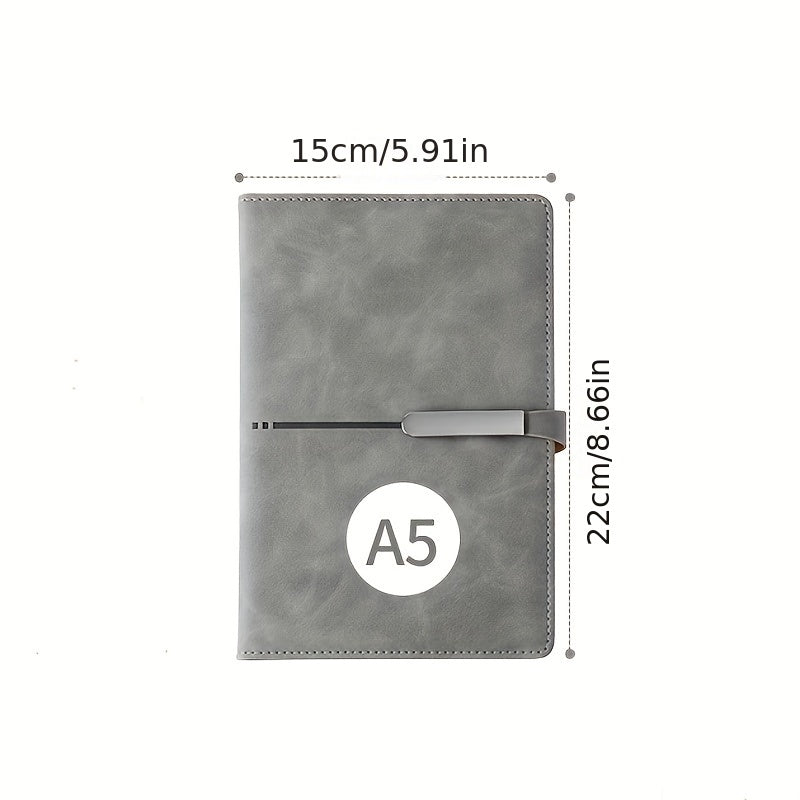 A5 PU Leather Notebook with Dual Clasp & Pen Holder