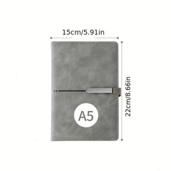 A5 PU Leather Notebook with Dual Clasp & Pen Holder