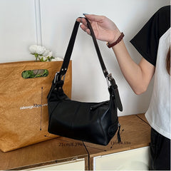Solid Baguette Shoulder Bag All Match Zipper Bag
