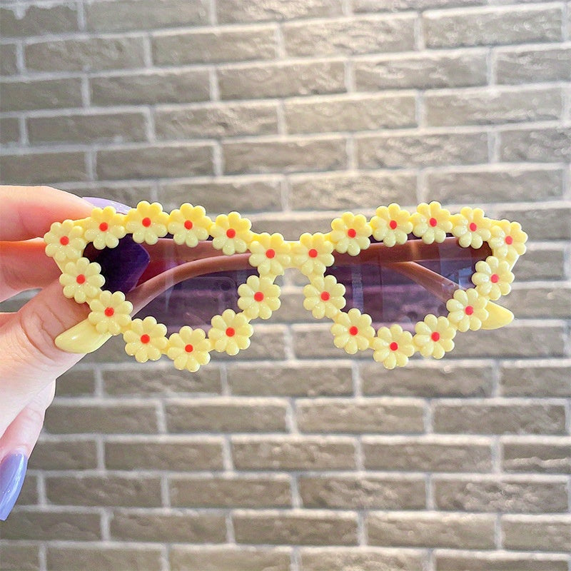 Flower Decor Frame Sun Protection Sunglasses for Kids