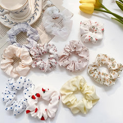 10pcs Floral Fabric Hair Scrunchies for Women Girls Sleep Soft