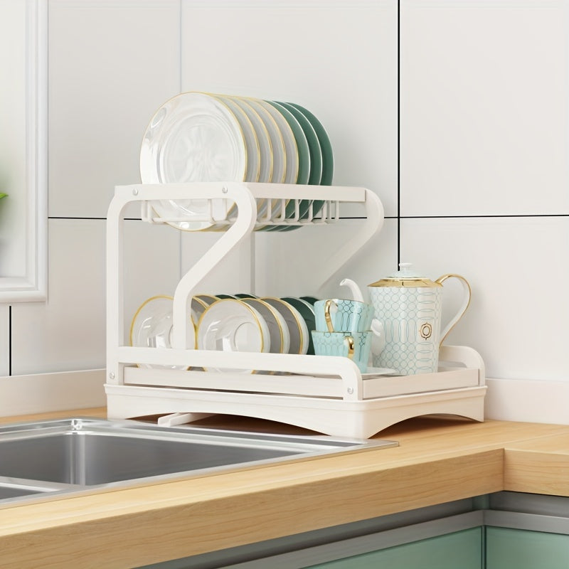 2-Tier Dish Drying Rack Large Capacity Kitchen Countertop Dish Rack