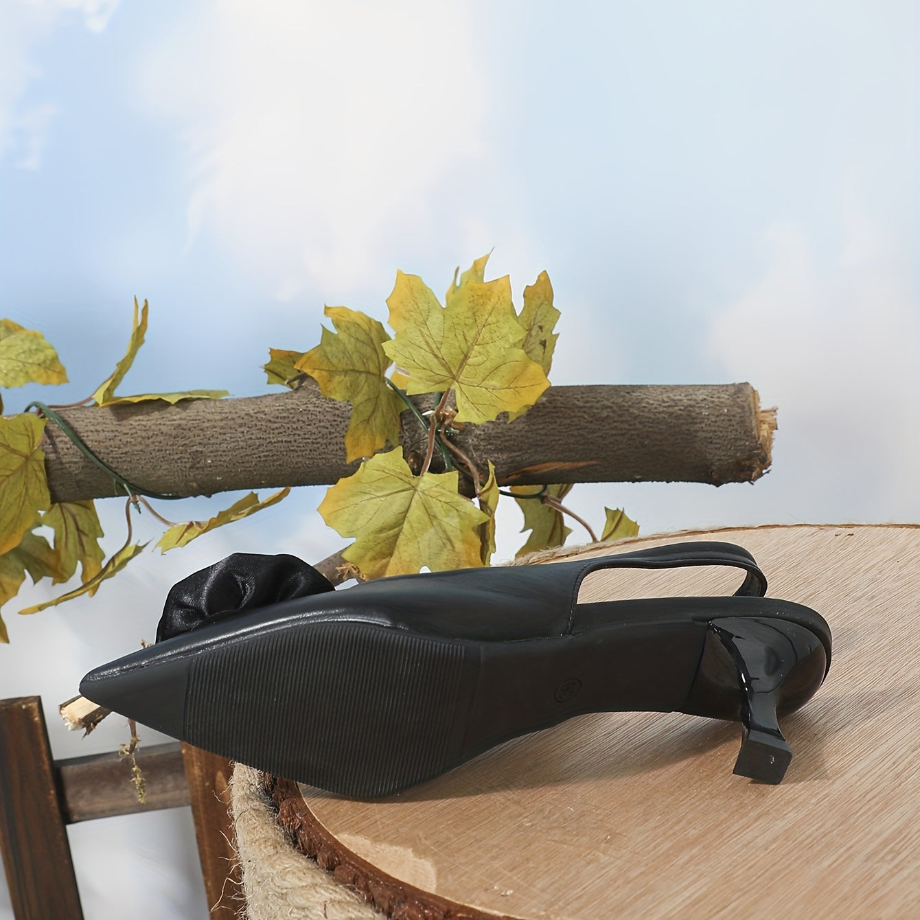 Women's Satin Rose Kitten Heels Pointed Toe Slingback Low Heels