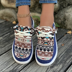 Vintage Geometric Print Slip On Casual Shoes for Women