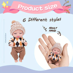 6pcs 4 inch Winter Doll Set for Girls and Boys