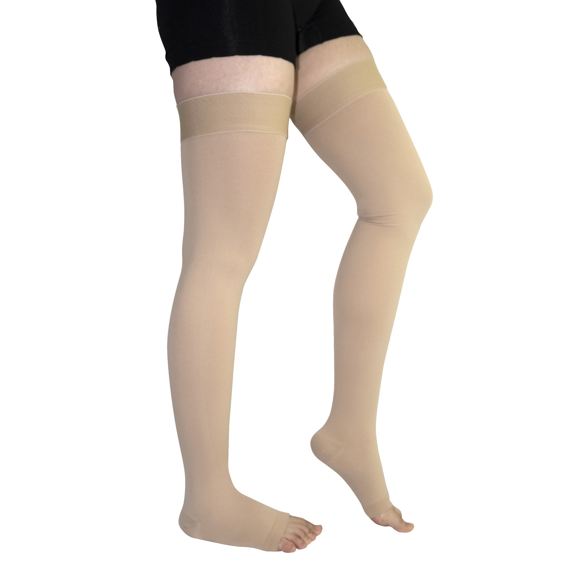 Women's Open Toe Thigh High Compression Stockings 20-30 mmHg