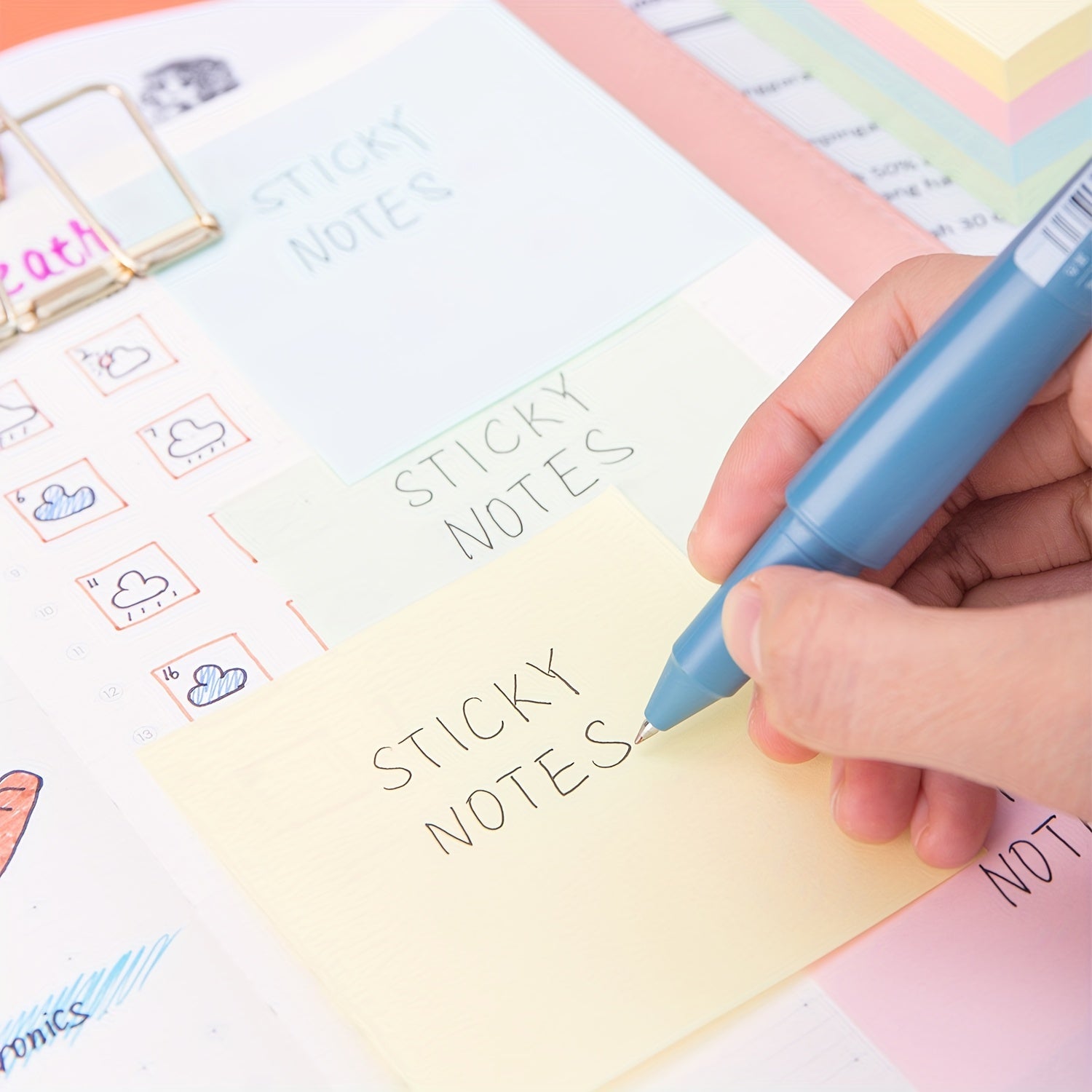 400 Sticky Notes, Bright Colors, Self-Stick Pads for Home Office