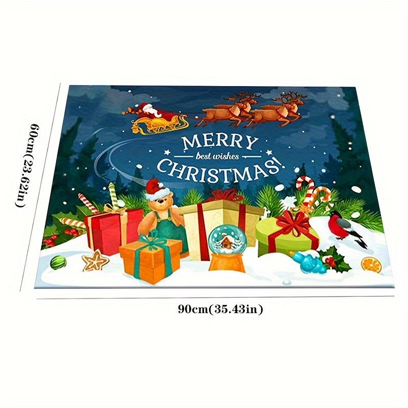 Christmas Element Welcome Doormat Dirt Resistant Anti-slip Floor Rug