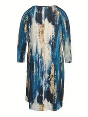 Tie Dye Long Sleeve V Neck Maxi Dress
