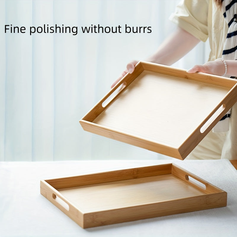 Bamboo Serving Tray Coffee Breakfast Tea Storage Container Decor