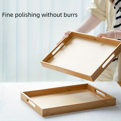 Bamboo Serving Tray Coffee Breakfast Tea Storage Container Decor
