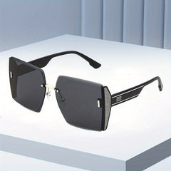 Glitter Gradient Square Rimless Sunglasses UV400 Sun Shades