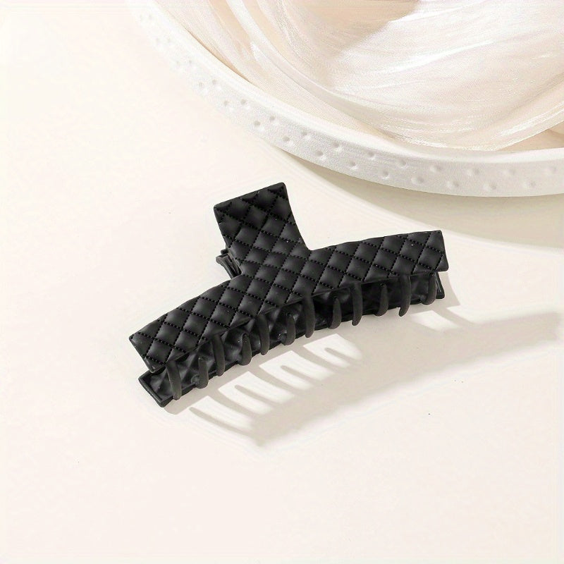 Plaid Imprinted Hair Claw Ponytail Holder Shark Claw