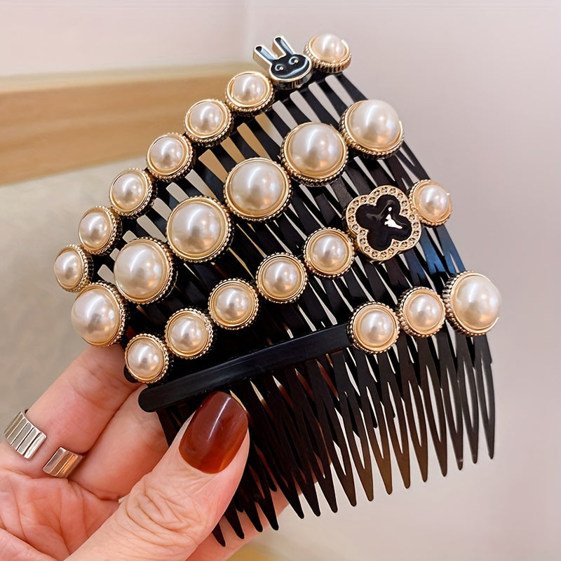 Colorful Flower Hair Comb with Rhinestones