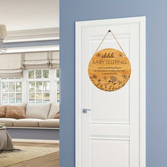 Funny Baby Sleeping Sign - Do Not Knock or Ring Bell - Wooden Door Hanger