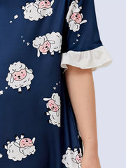 Sheep Print PJ Ruffle Nightgown for Girls