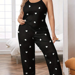  Heart Print Pajama Set for Women