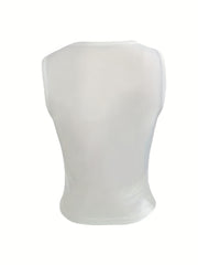 Y2K Star Print Tank Top Crew Neck Slim Sleeveless