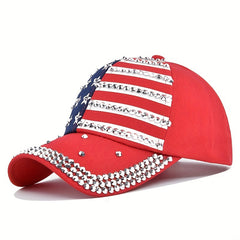 Sun Protection Baseball Cap with Artificial Diamond Inlay