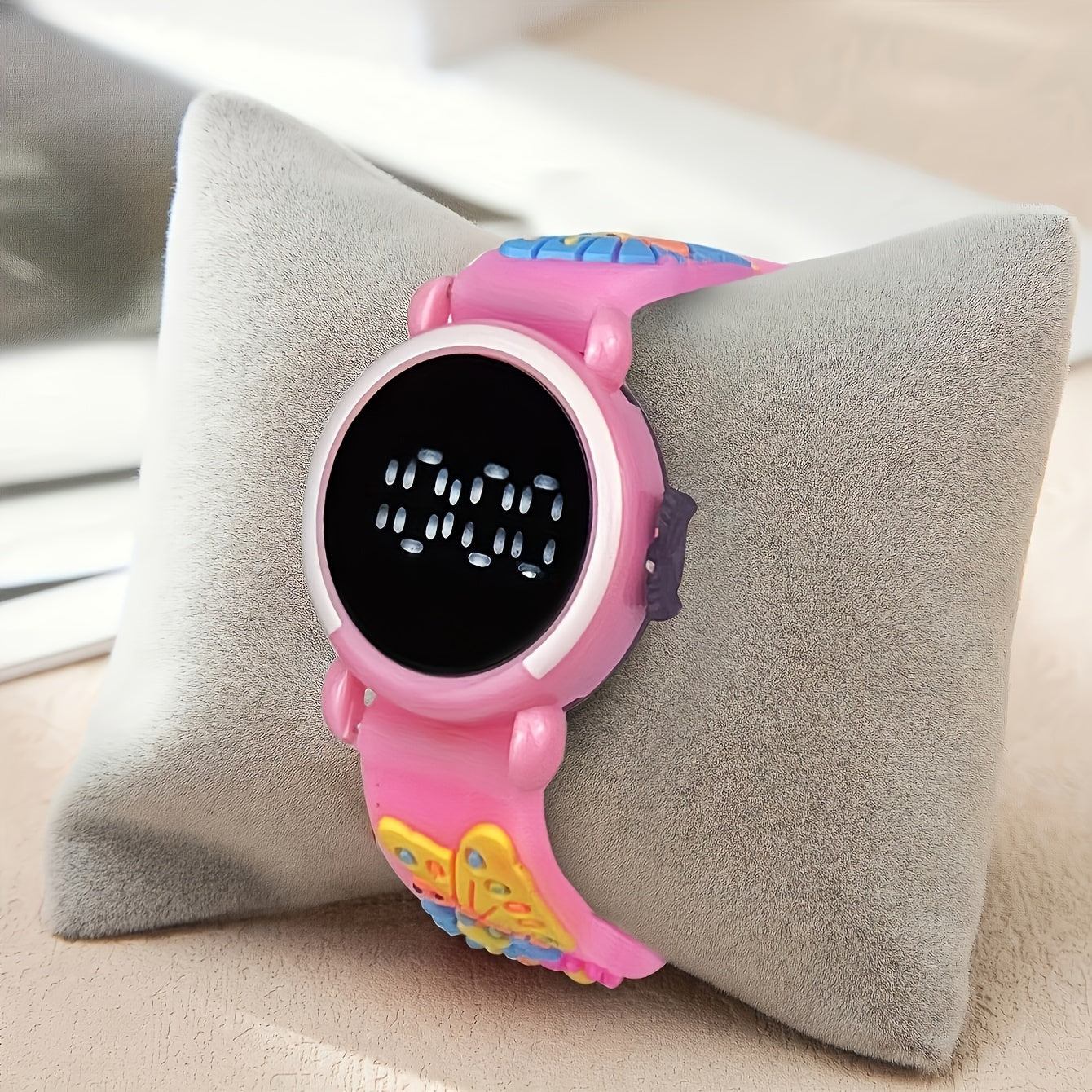 LED Electronic Wristwatch for Women Pink Digital Display Character Gift