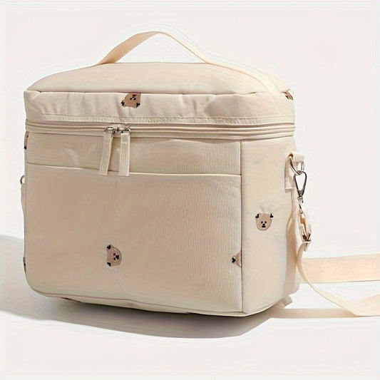 Beige Insulated Bottle Cooler Bag Stroller Storage Breastmilk Preservation