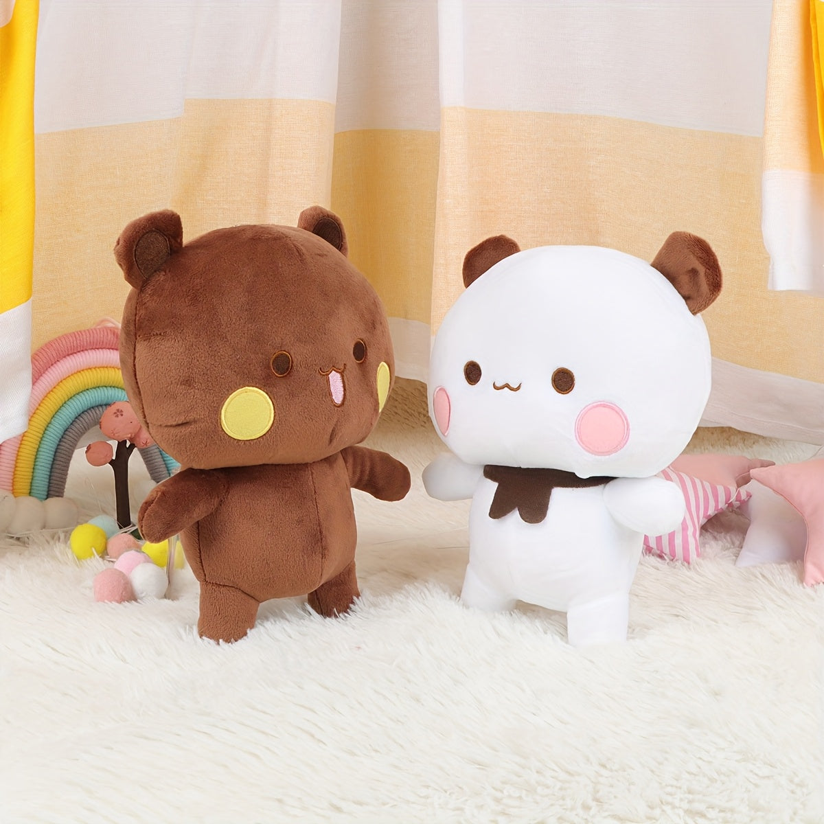 1pc Panda and Bubu Bear Plush Doll Sofa Decoration Toy