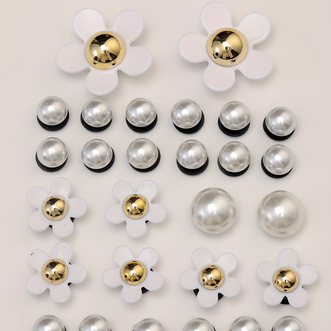 28pcs Flower Pearl Doll Clog Shoe Buckle Resin Leaf Charm Shoe Decoration