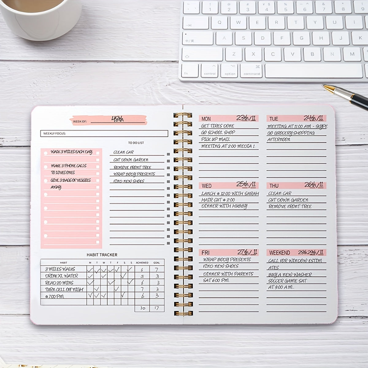 A5 Hardcover Coil Plan Book 52 Sheets Waterproof Student Business Notebook