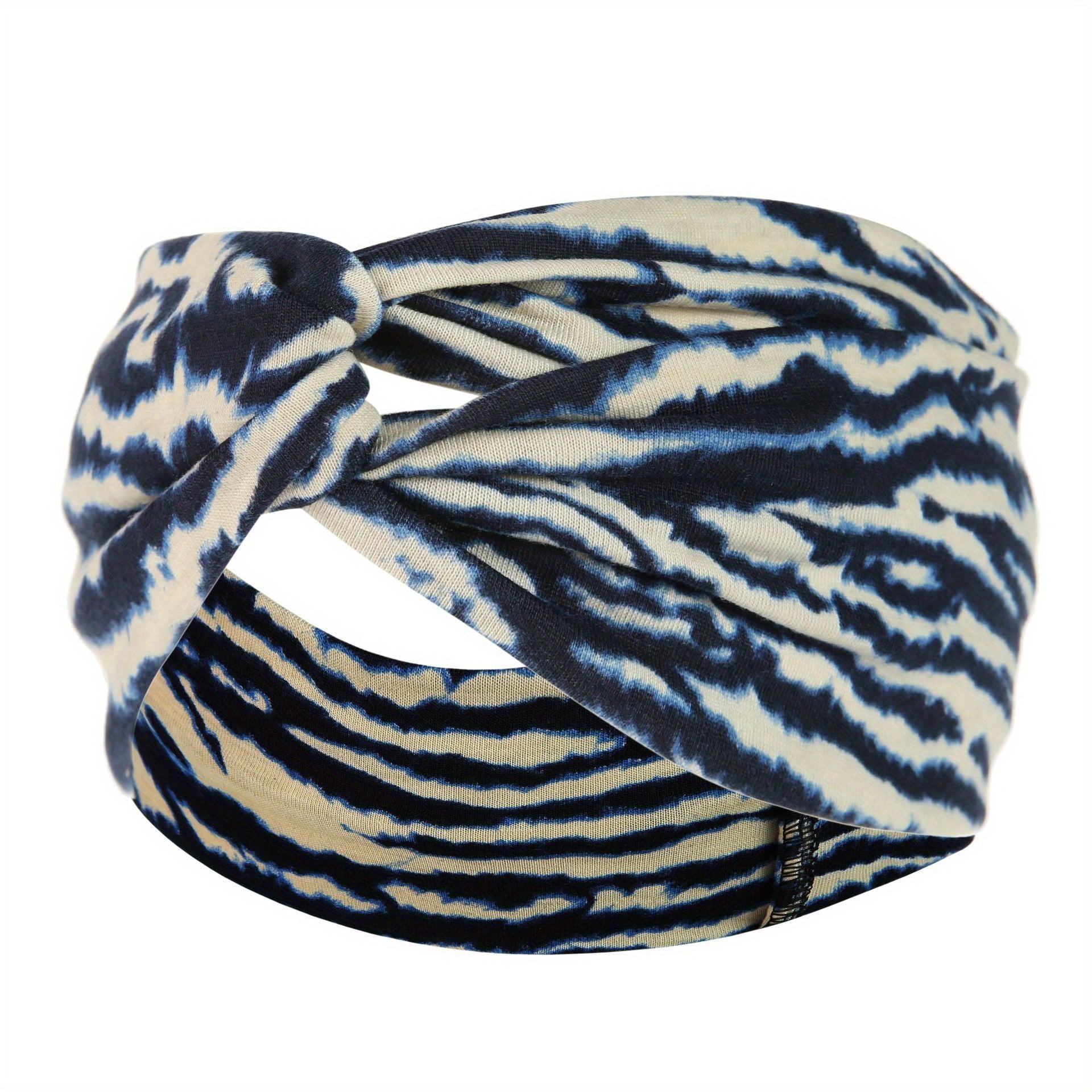Bohemian Flower Printed Hair Band Knitted Headband Sweat-absorbing