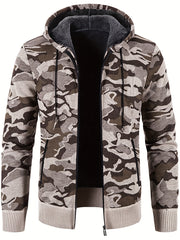Camouflage Hooded Jacket Men's Zipper Pockets Sweatshirt