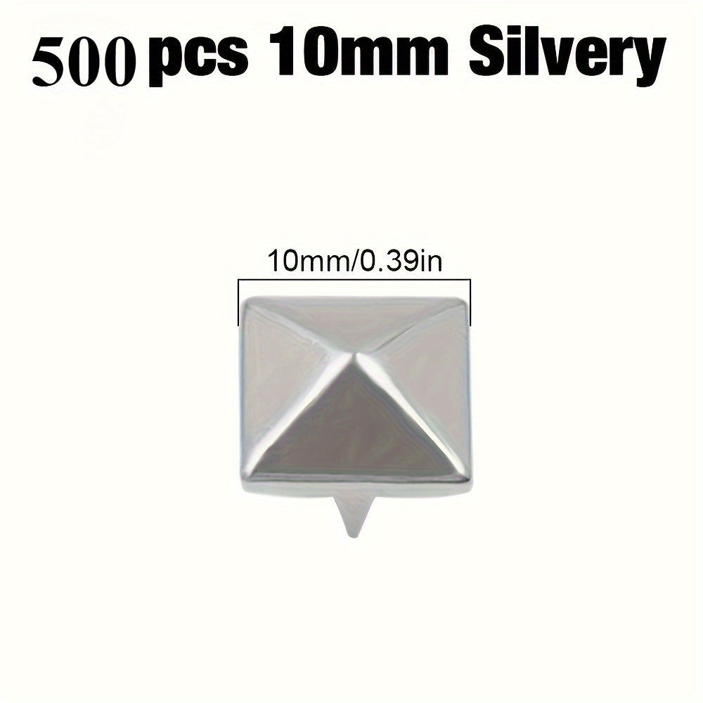 500pcs Iron Square Pyramid Studs 4 Prong Metal Nailhead Spikes
