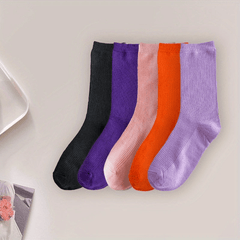 10 Pairs Women's Mid Tube Socks Comfy & Breathable Solid Color Stockings