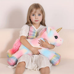24" Rainbow Unicorn Plush Toy with Iridescent Wings - Perfect Gift for Kids