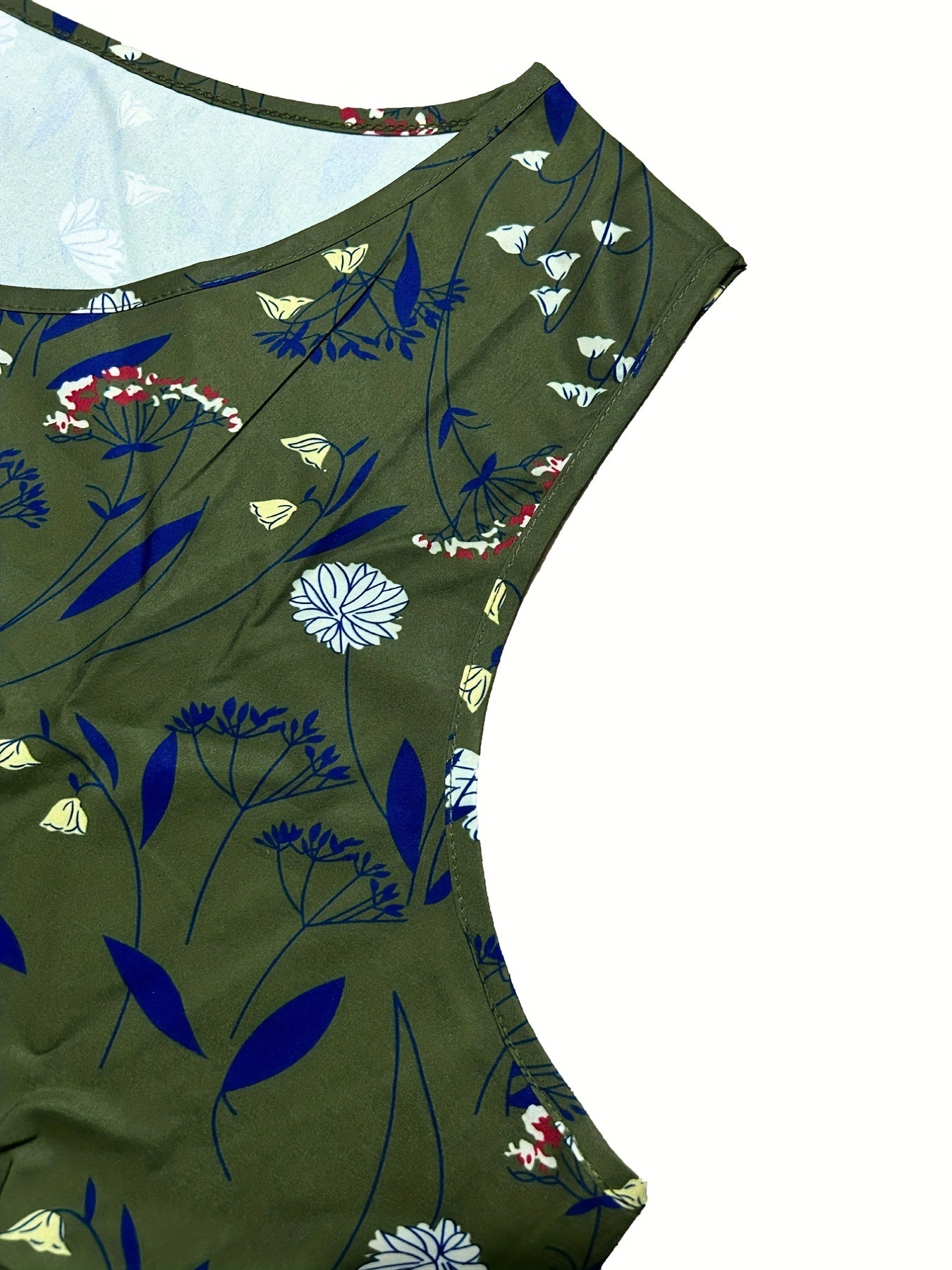  Floral Print Loose Fit Tank Maxi Dress