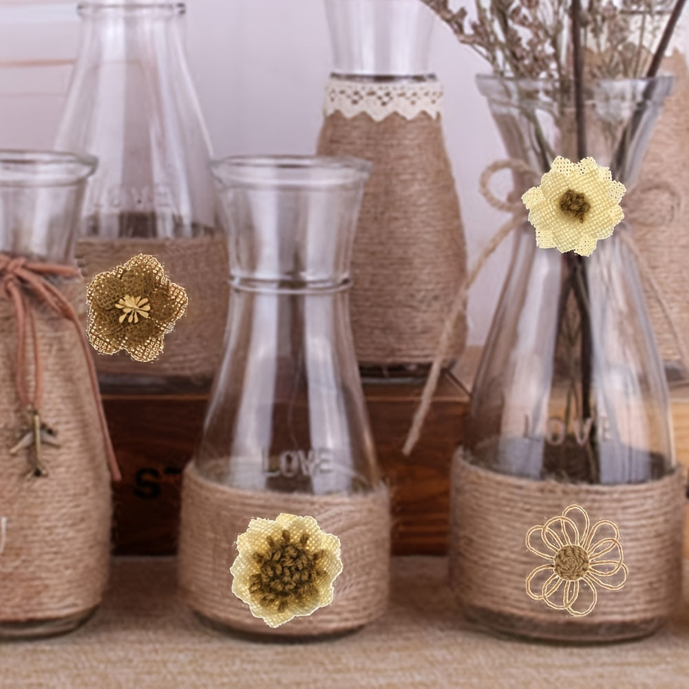 10pcs Jute Cloth Flowers Wedding Party Decor DIY Crafts
