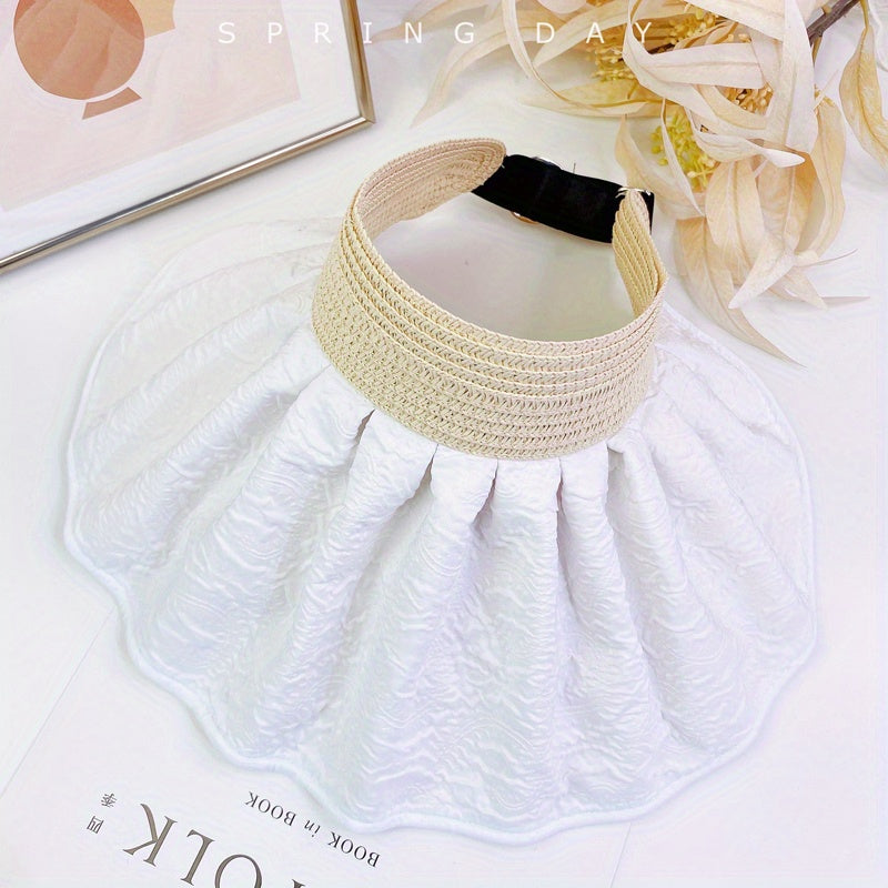 Embossed Shell Visor Hat Solid Foldable Sun Hat UV Protection