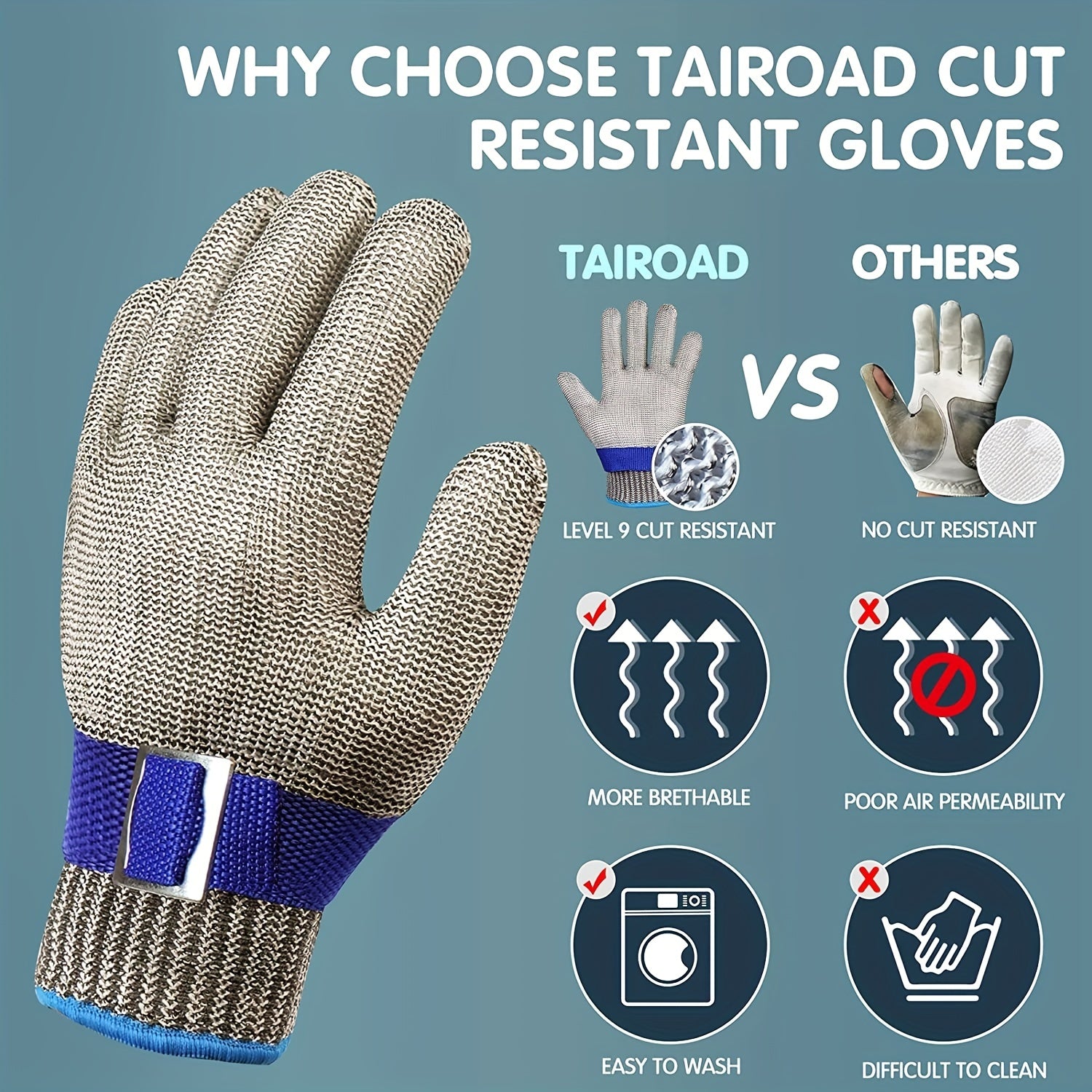 Cut Resistant Stainless Steel Wire Metal Mesh Safety Glove XL