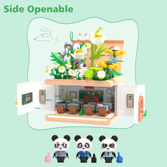 Retro Classroom Brick Model Kit Flower Garden Mini Building Block 3D Puzzle