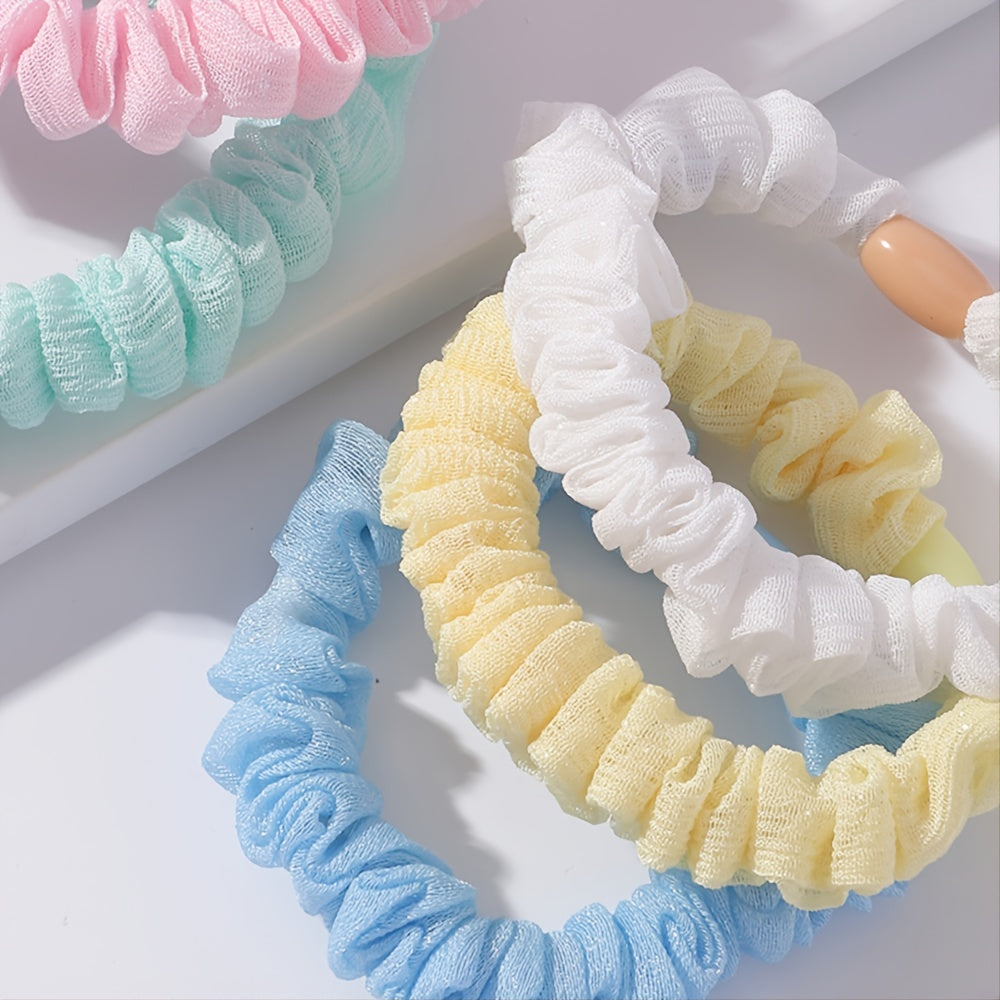 6PCS Candy Round Hair Scrunchies Hair Ties Ponytail Holder Accessories
