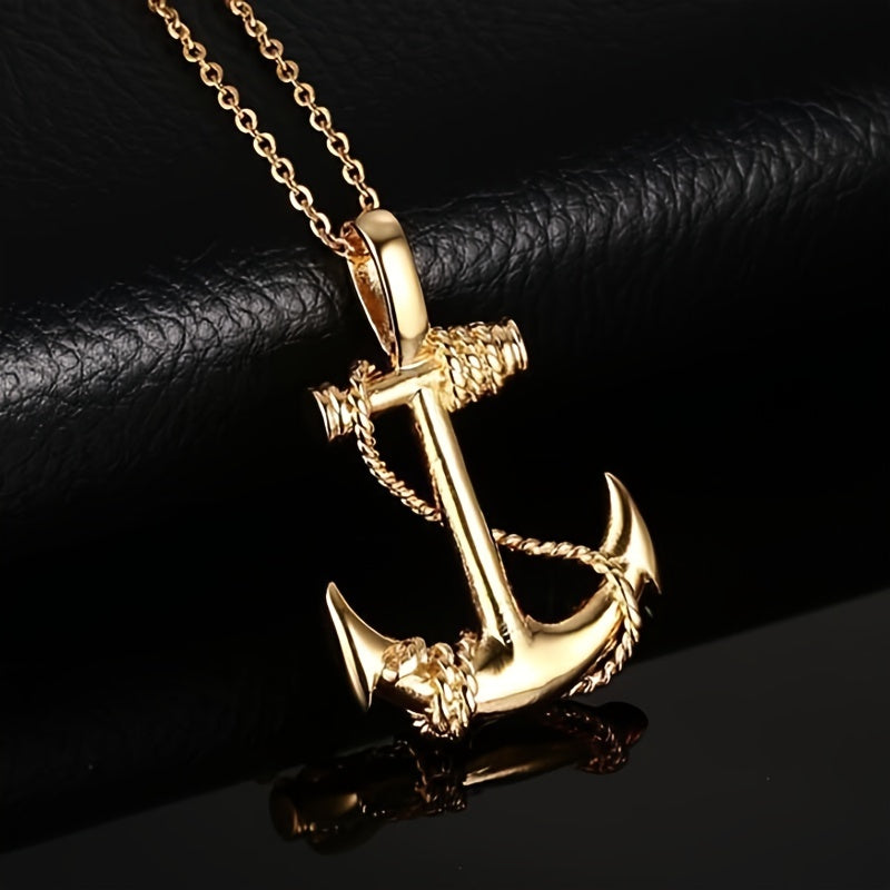 Men's Stainless Steel Anchor Pendant Necklace Pirates Of The Caribbean
