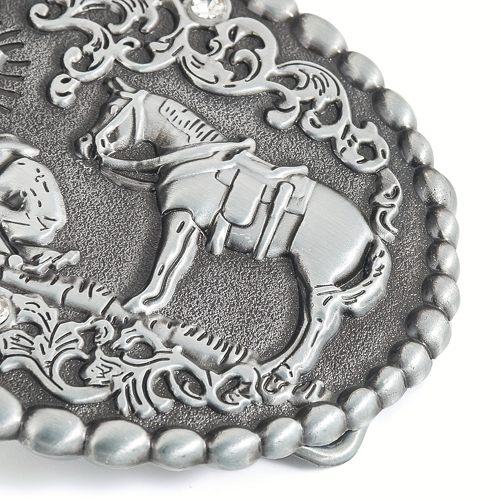 Zinc Oval Embossed Belt Buckle Charm Clasp Hook Jeans Accessory