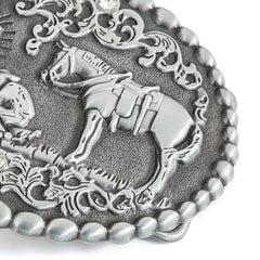 Zinc Oval Embossed Belt Buckle Charm Clasp Hook Jeans Accessory