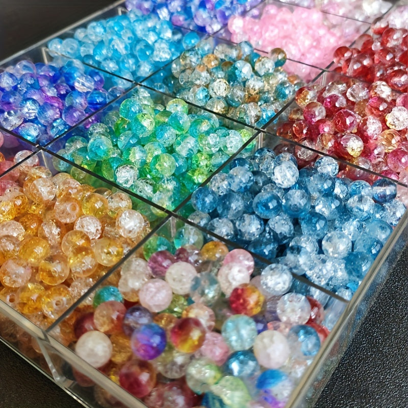 50pcs Crystal Glass Gradient Crack Beads for DIY Jewelry Making